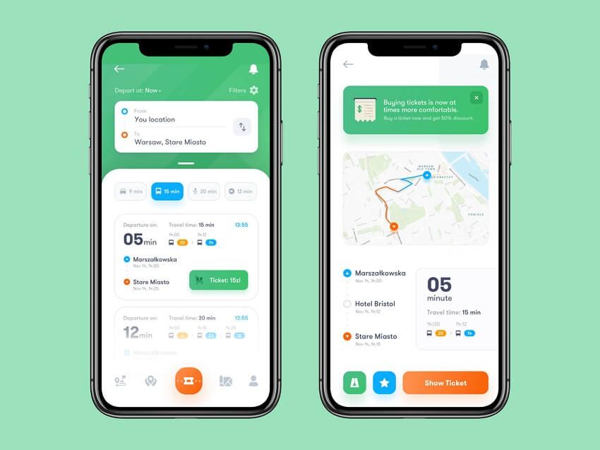 Public Transport/Transit Tracking App Development Cost, feature