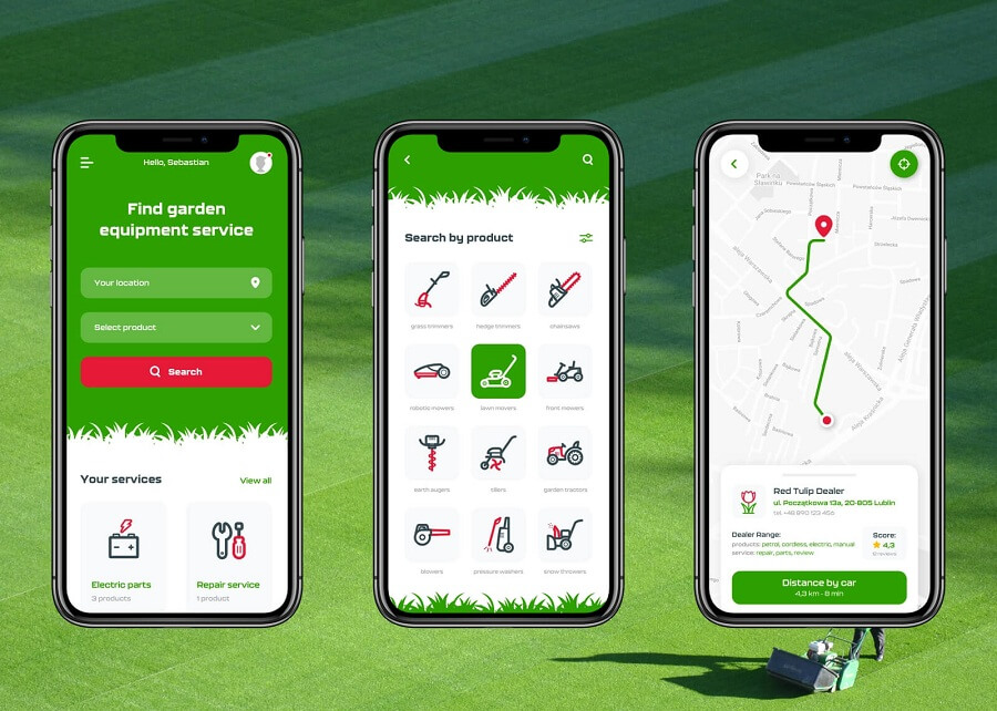 on demand lawn mower app development