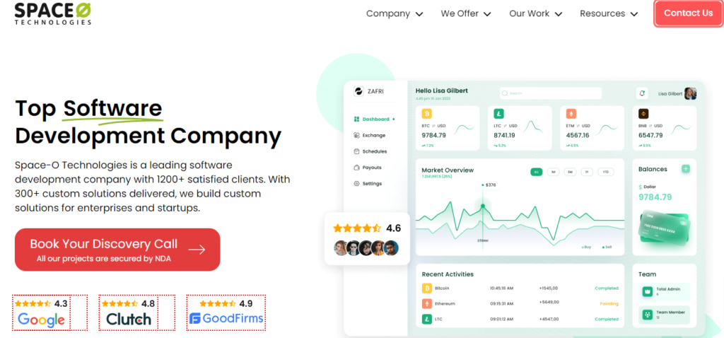 SpaceOTechnologies - Popular App Development Companies in India