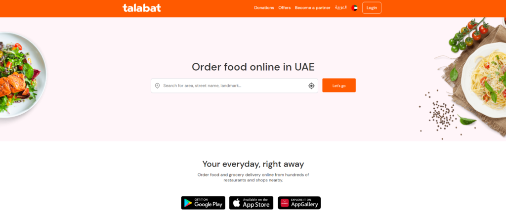 Talabat - One of the best food delivery apps in uae.