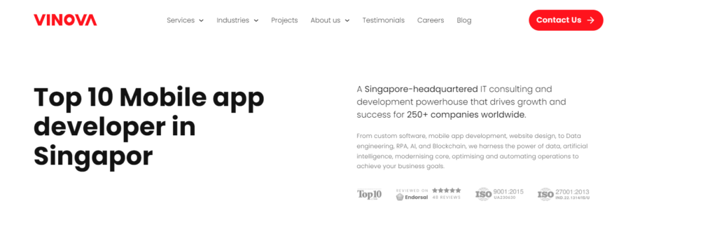 Vinova - leading mobile app development companies in Singapore