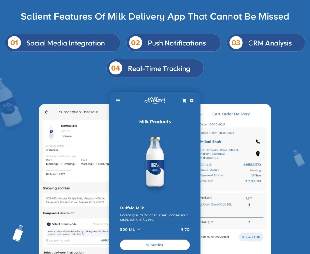 Salient Features Of Milk Delivery App