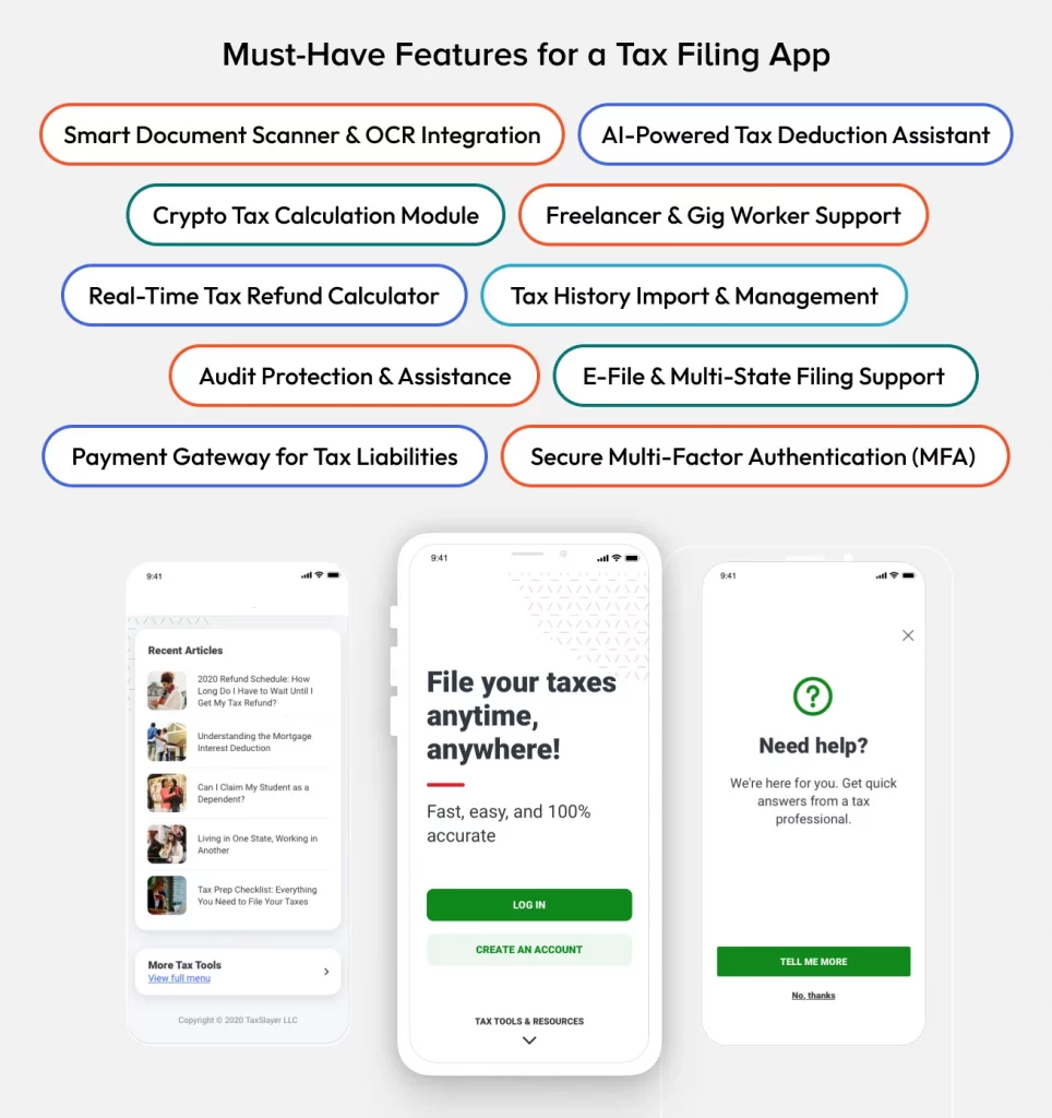 Tax Filing App Development Features