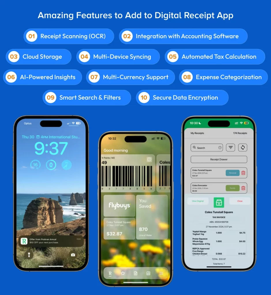 Digital Receipt App Development Features